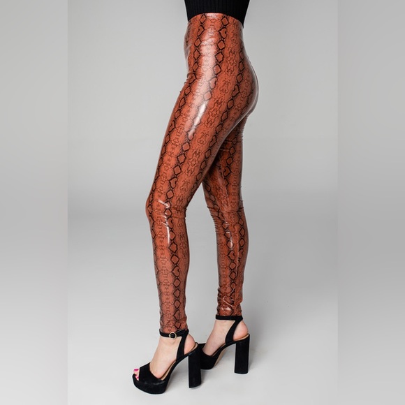 NWT; BUDDY LOVE ❤️MILA PATENT VEGAN LEATHER LEGGING - COGNAC SNAKE - Picture 4 of 15